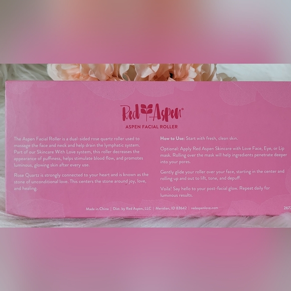 Red Aspen Rose Quartz Face Roller - Picture 3 of 7